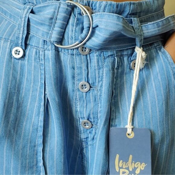 Indigo Rein - Stripped Paperbag Jogger pants  Size M C16 - Picture 5 of 8